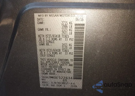 2016 Infiniti Qx60 z USA, uszkodzony, nr VIN 5N1AL0MM1GC522634